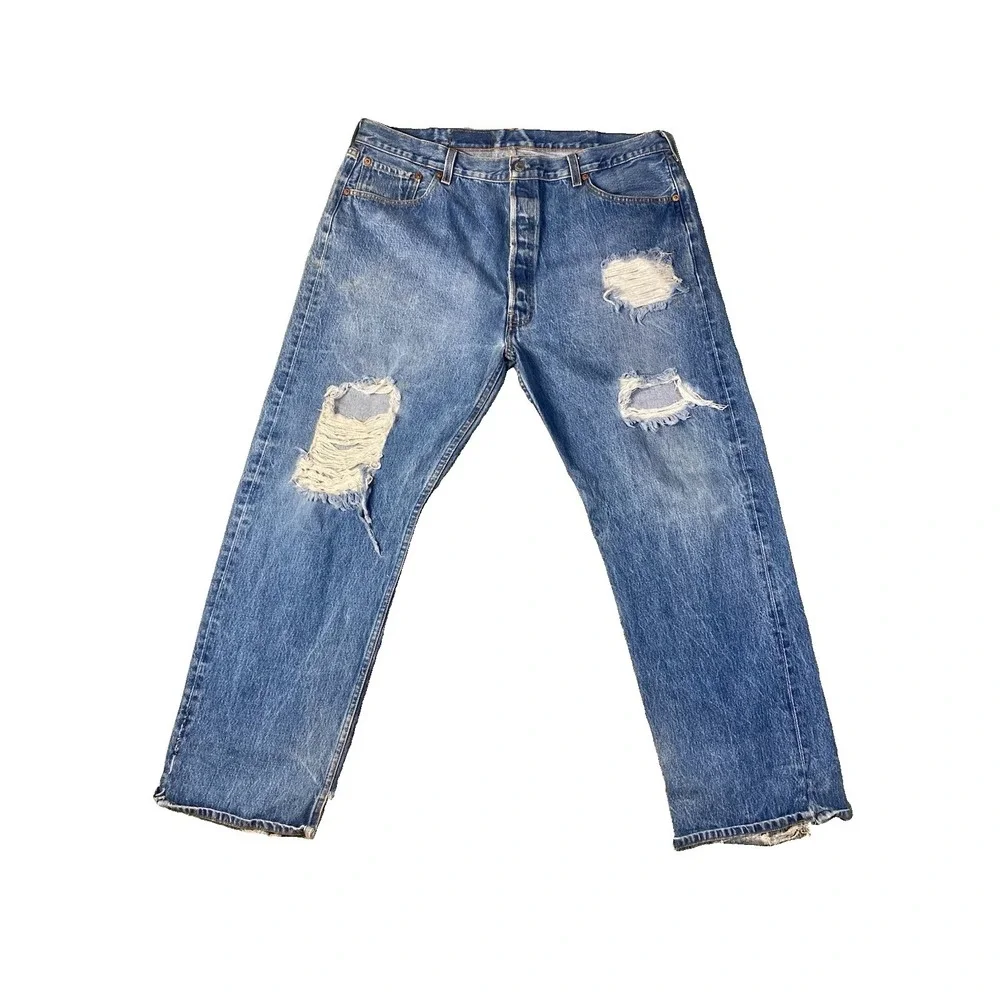 Vintage Levis 501xx Button Fly Jeans Mens 38x29 Blue Straight Made in USA 90s